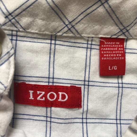 IZOD | White/Blue Windowpane Button Down Shirt szL - Picture 6 of 7